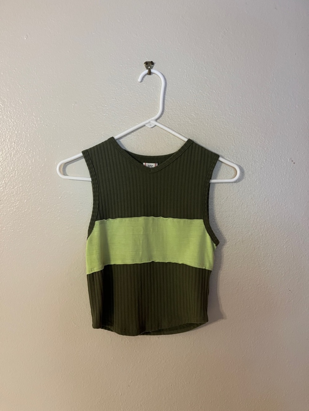BDG Olive Green Tank with Lime Stripe